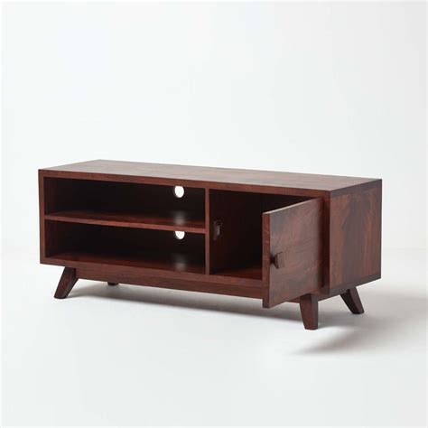 dark wood tv stand  shelf retro design  solid wood