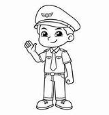 Pilot Coloring Gambar Pages Welcoming Bw Dengan Pose Friendly Di Boy sketch template