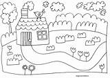 Colorare Bambini Paesaggio Campagna Disegni Casetta Disegnare Montagna Bosco Animali Paesaggi Sull Colora sketch template