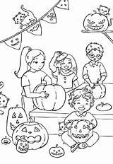 Coloring Kids Pumpkins Carving sketch template