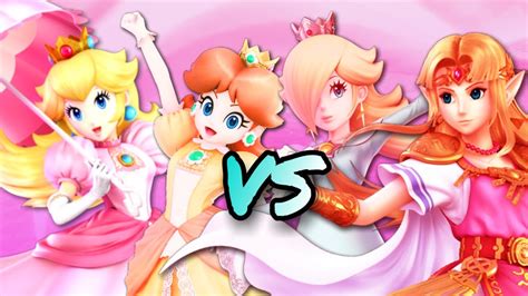 ssbu peach and daisy vs zelda and rosalina youtube