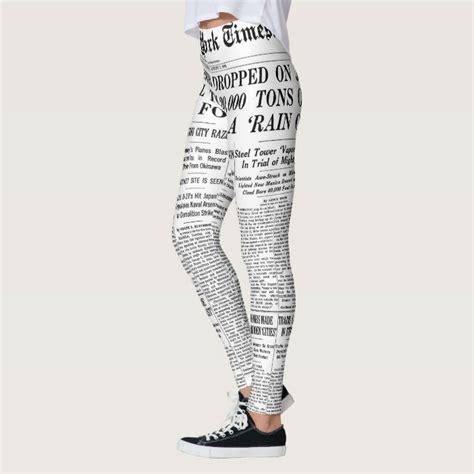 leggings newspaper zazzlecom white artwork words prints leggings fashion dressmaking
