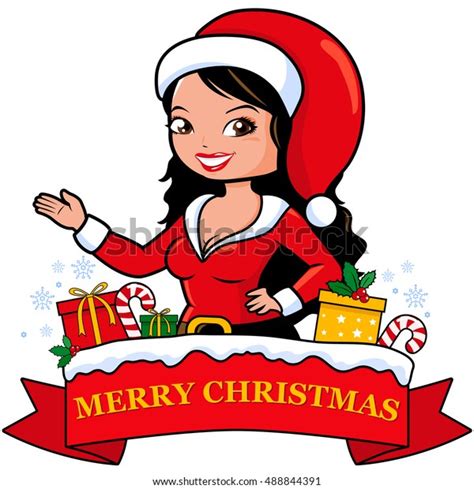 woman wearing christmas santa claus costume stock vector royalty free