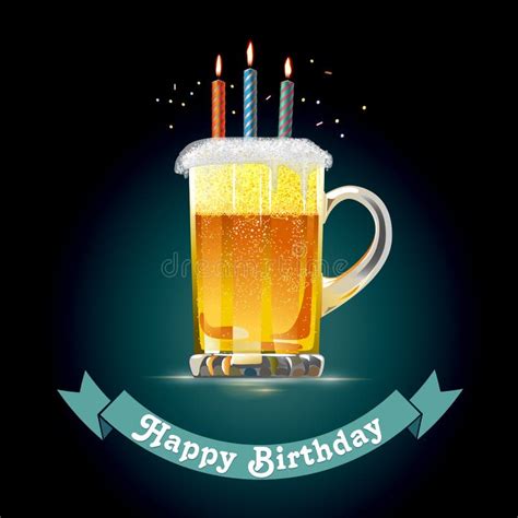 happy birthday card   person  loves beer stock vector