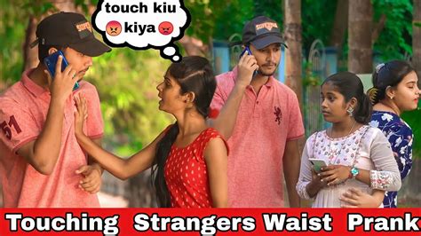 Touching Strangers Waist Prank On Cute Girls 😅 Angry Reaction😡