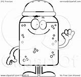 Salt Shaker Cartoon Coloring Mascot Waving Clipart Outlined Vector Thoman Cory Royalty sketch template