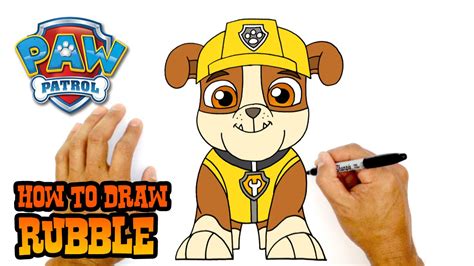 draw rubble paw patrol art lesson  kids youtube