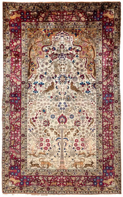 antique kashan silk rug
