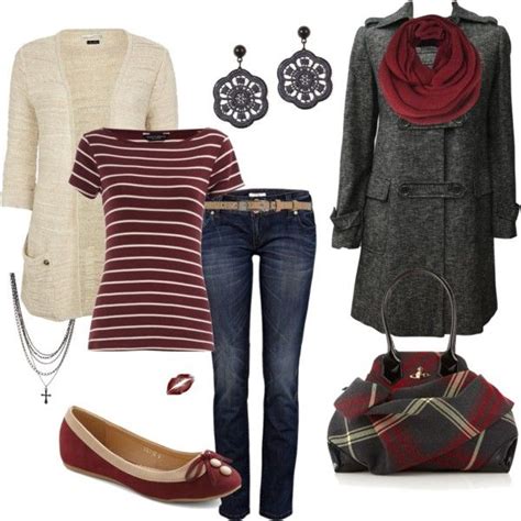 gray  red classy outfits clothes fashion