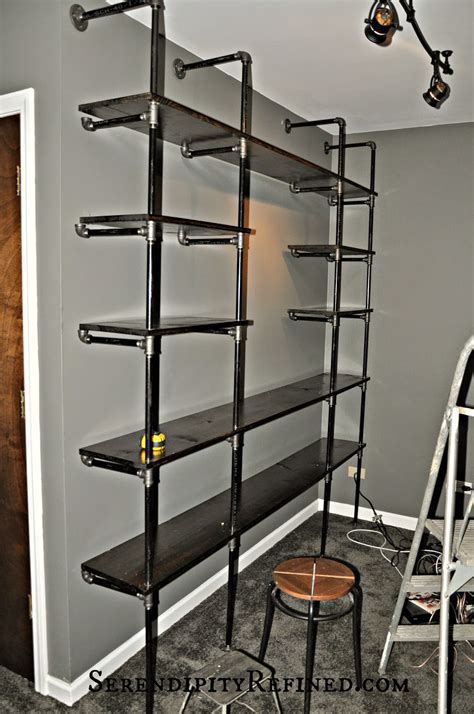 serendipity refined blog diy industrial pipe shelves   apartment  tutorial