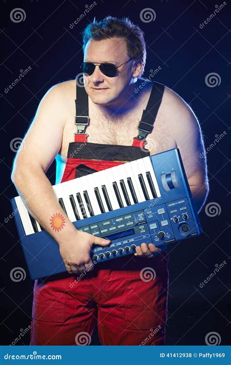 musician holding  keyboard stock photo image  keyboard equipment