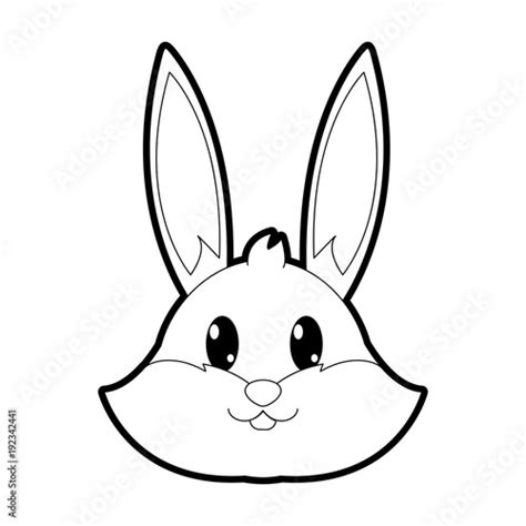 outline rabbit head cute animal character stock vector adobe stock