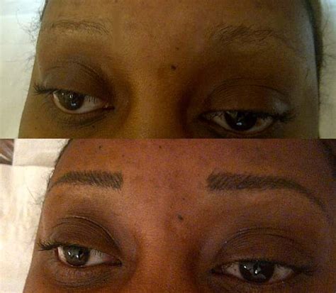 hairstroke eyebrow tattooing is also possible on darker skin eyebrow