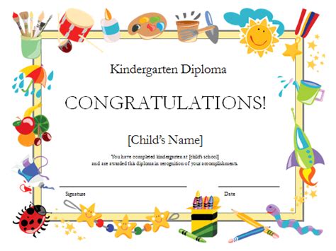 certificate kindergarten certificates templates