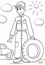 Mechanic Coloring Pages Car Printable Drawing Community Helpers Professions sketch template