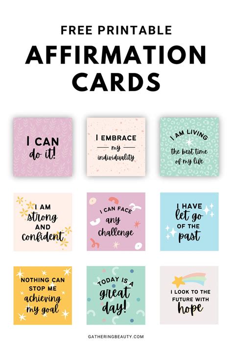affirmation cards  printable gathering beauty  printable