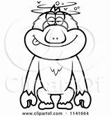Monkey Dumb Drunk Macaque Clipart Cartoon Thoman Cory Outlined Coloring Vector Gibbon 2021 sketch template