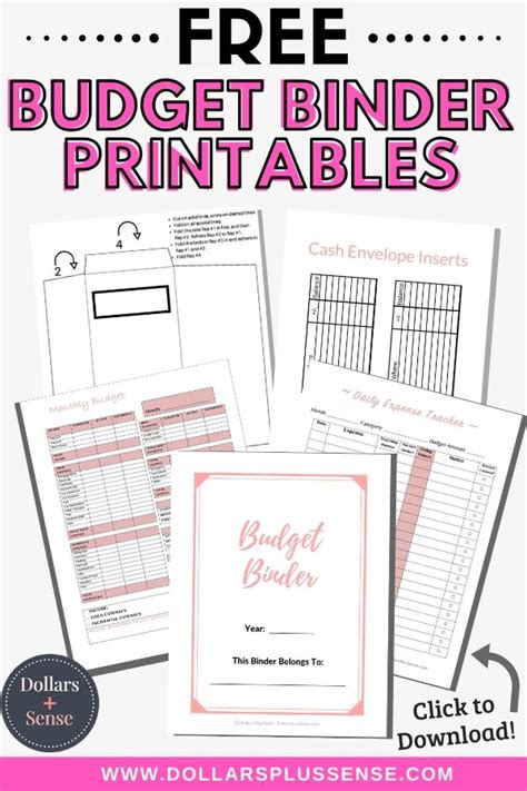 printable budget binder dollars  sense