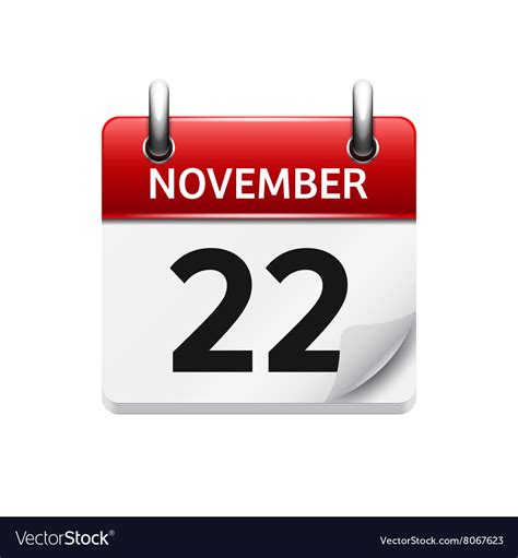 november 22 flat daily calendar icon royalty free vector