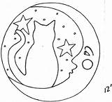 Moon Kitty Patterns Cat Drawing Needle Punch Cats Coloring Choose Board Glass sketch template
