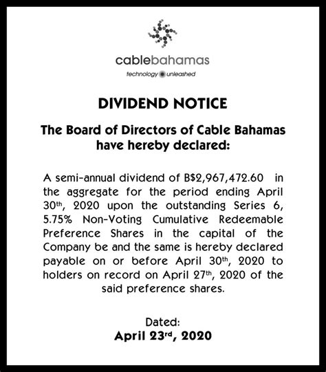 dividend notice rev