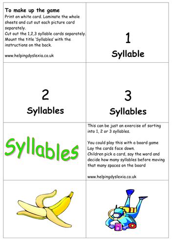 syllables teaching resources