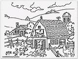 Coloring Farm Pages Adults Landscape Realistic Printable Adult Kids Animals Detailed Print Animal Scene Farming House Landscapes Farmyard Drawing Scenes sketch template