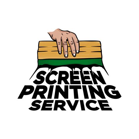 screen printing silk  hand holding squeegee logo design inspiration