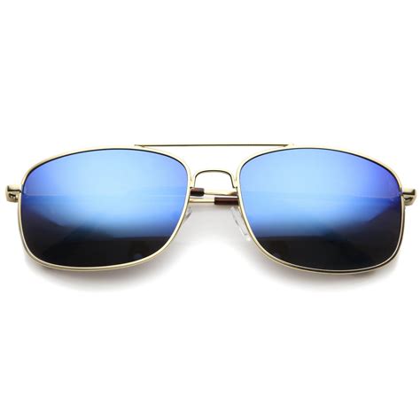 Men S Sports Square Gold Metal Mirrored Lens Aviator Sunglasses A026