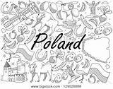 Coloring Poland Designlooter Doodle Objects Characters Cartoon Vector Line Book Set 64kb 357px sketch template