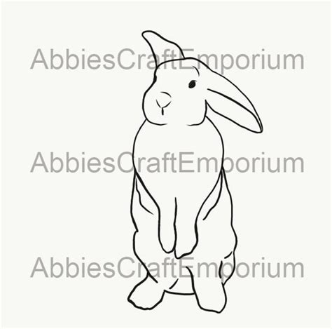 standing rabbit outline svg png instant  file cricut etsy
