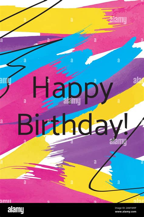 happy birthday abstract greeting card template birthday  inscription  freehand brush