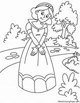 Princess Medieval Coloring Pages Drawing Waiting Kids Getdrawings sketch template