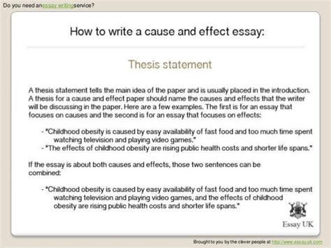 effect essay thesis statement examples   write  thesis statement   high