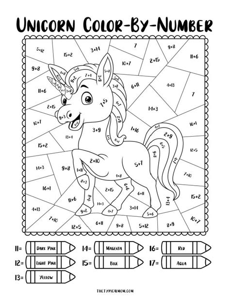 color  number unicorn coloring pages