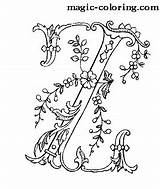 Coloring Magic Pages Monogram Decorated Flower Letter Alphabet sketch template