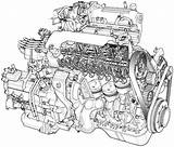 Drawing Car Engine Engines Cars Automotive Technical Engineering Coloring Generic Illustration Auto Cylinder Cutaway Pages Line Portfolio Drawings Draw References sketch template