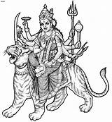 Durga Clipart Hindu Maa Coloring Pages Goddess Devi Cliparts Puja Mata God Dussehra Navratri Colouring Sherawali Festival Painting Paintings Clip sketch template