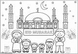 Fitr Colouring Mubarak Mosque Educates Themumeducates sketch template