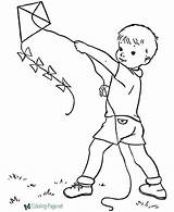 Coloring Spring Pages Boy Kite sketch template