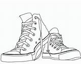 Line Converse Shoes Coloring Pages Drawings Drawing Contour Choose Board sketch template