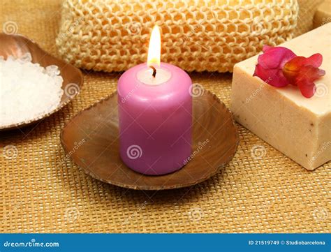 spa candle stock image image  decorate aroma salt