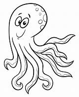 Octopus Coloring Cartoon Premium Character sketch template