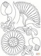 Coloring Abstract Pages Flowers Printable sketch template