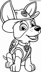 Paw Patrol Coloring Tracker Pages Printable Print Easy Cartoon Size Puppy Simple sketch template