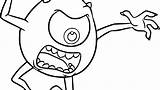 Coloring Mike Pages Wazowski Squishy Monster Face Getcolorings Color Scary sketch template