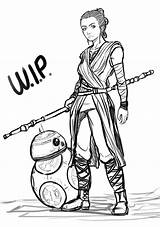 Wars Star Rey Coloring Pages Bb Wip Printable Deviantart Drawings Fanart sketch template