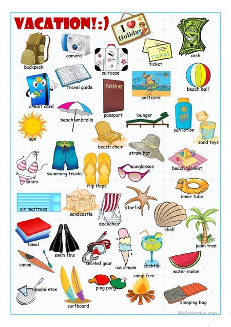 vacation picture dictionary 2 worksheet free esl printable worksheets