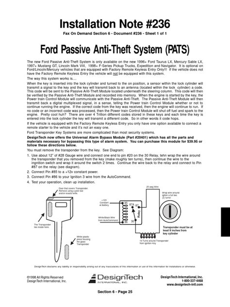fordpatsbypasspdf ford motor company ignition system
