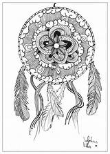 Mandala Coloring Mandalas Dream Pages Catcher Dreamcatcher Adult Adults Zen Draw Valentin Attrape Beautiful Reve Relaxation Color Drawing Stress Anti sketch template